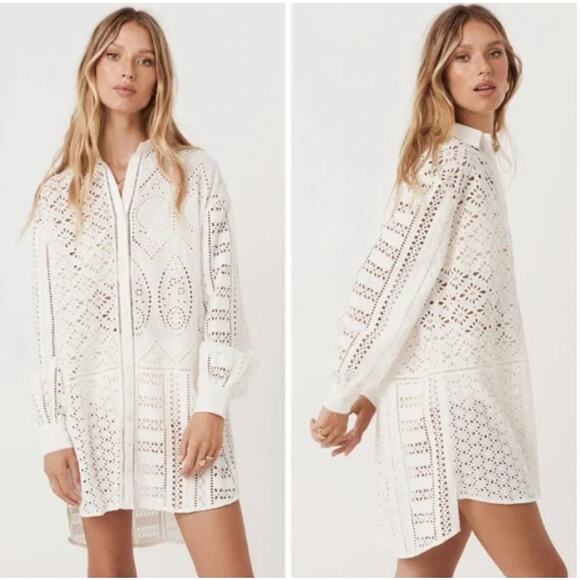 Spell & the Gypsy Collective Lottie Eyelet Oversized Shirt XS NEW - Picture 1 of 9